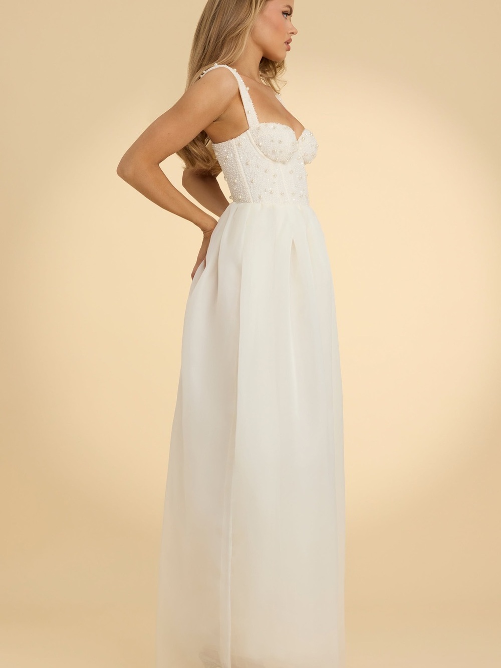 Oh Polly Ivory Embellished long dress - Picture 3 of 11